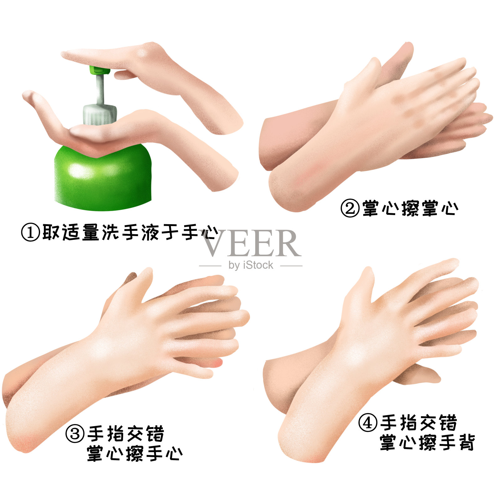 手绘洗手方式七步法1设计元素图片