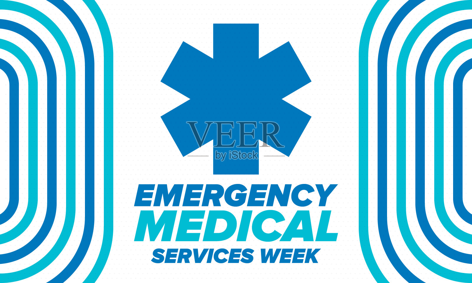 5月紧急医疗服务周每年在美国庆祝。控制和保护。医疗保健设计。海报、卡片、横幅和背景。矢量图插画图片素材