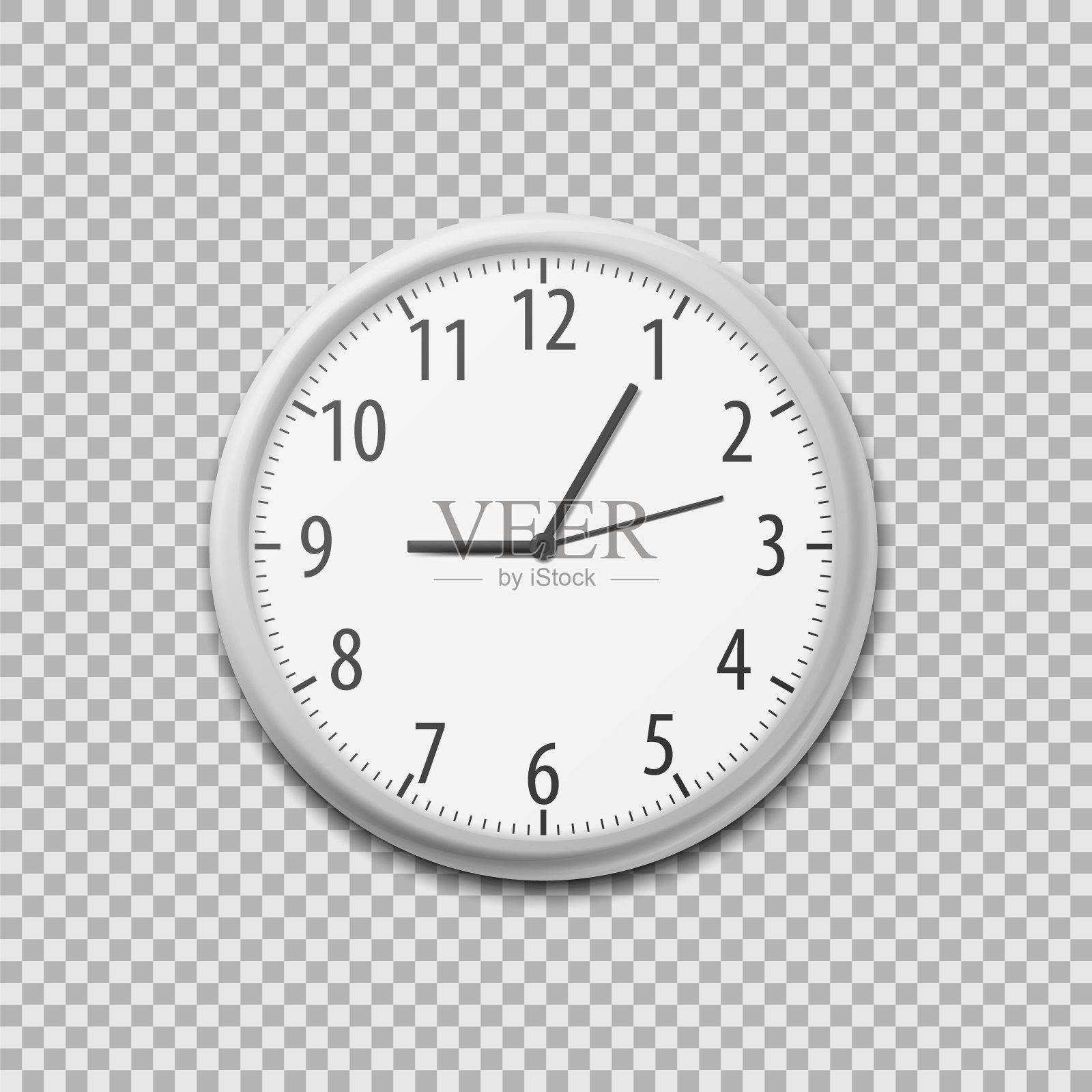 现实简单的圆墙办公室时钟。矢量插图。插画图片素材