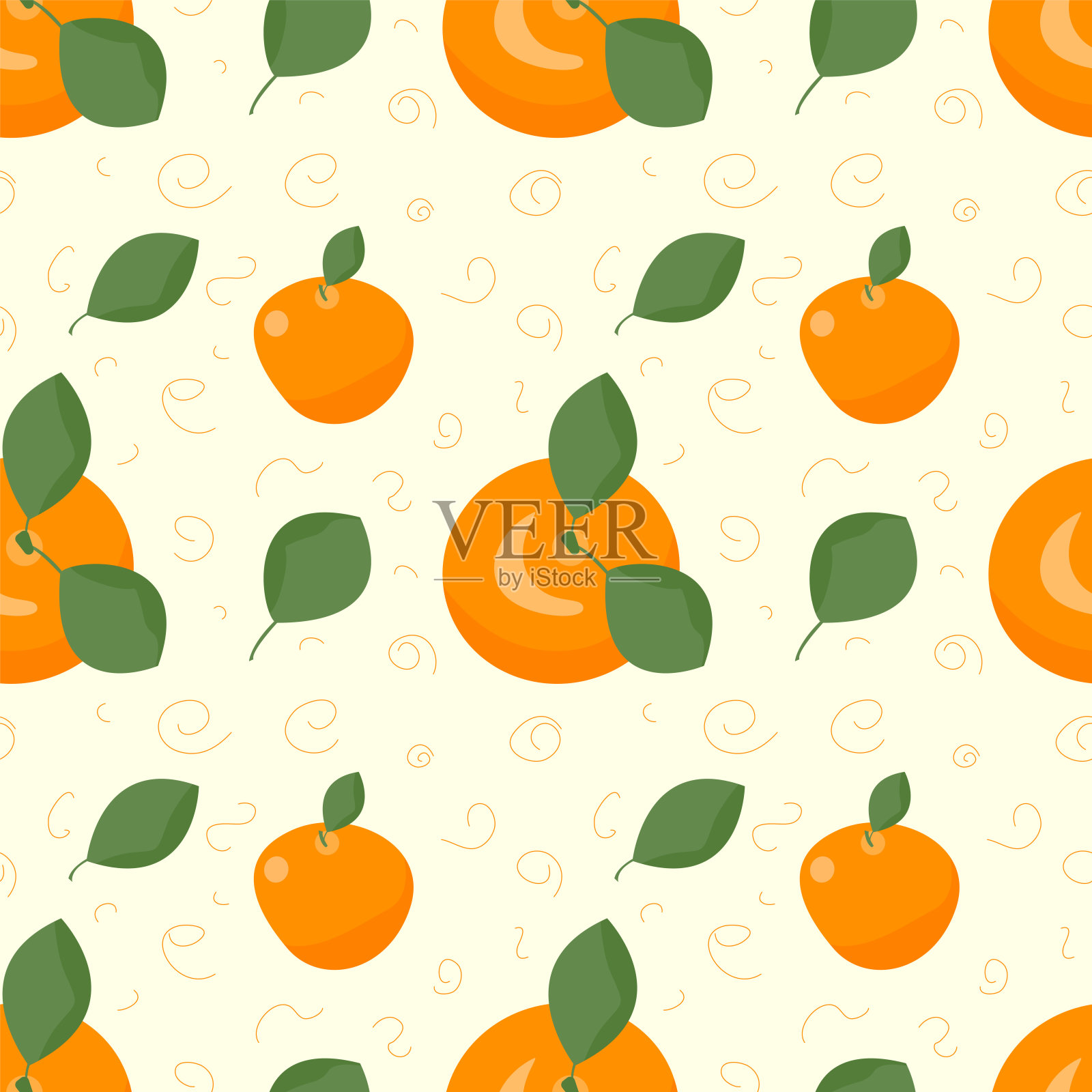 橘汁无缝图案。矢量平面iilustration插画图片素材