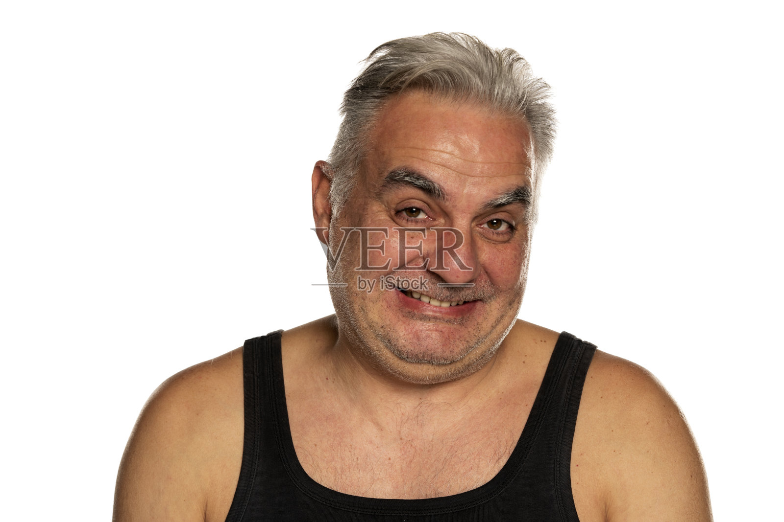快乐有趣的不刮胡子的中年男人照片摄影图片