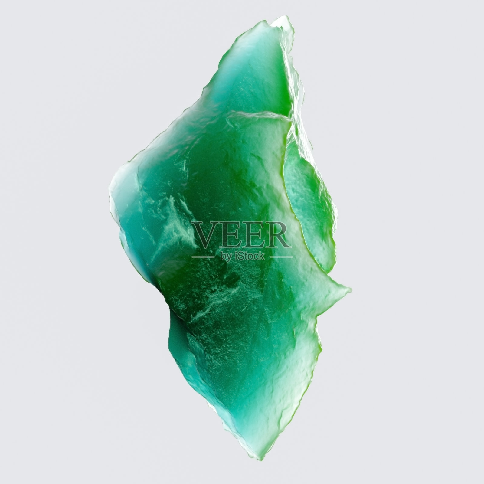 孔雀石绿色宝石，彩色抽象形状设计元素块岩石孤立在白色3d渲染照片摄影图片