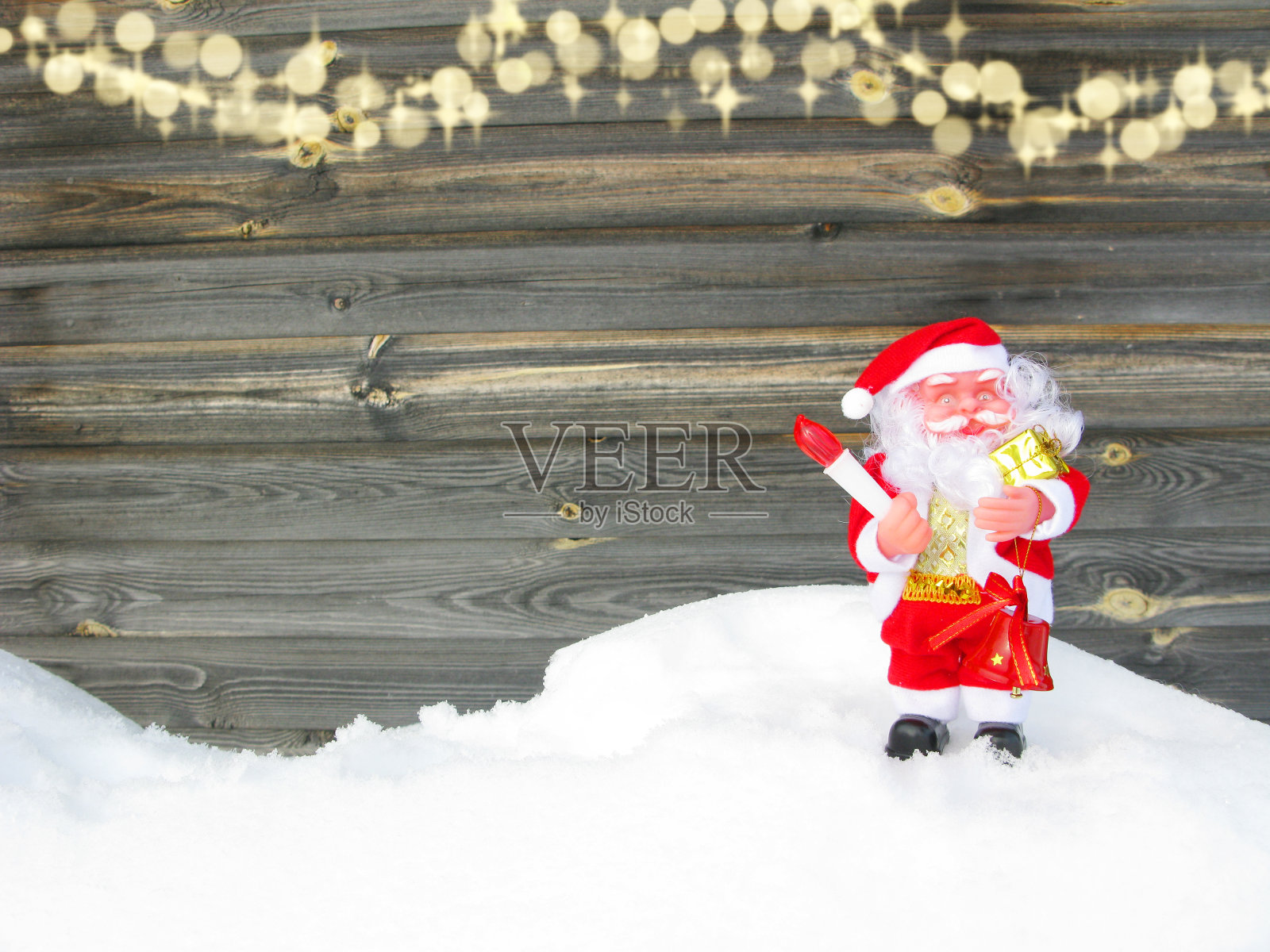圣诞老人圣诞冬日贺卡快乐与雪花的背景照片摄影图片