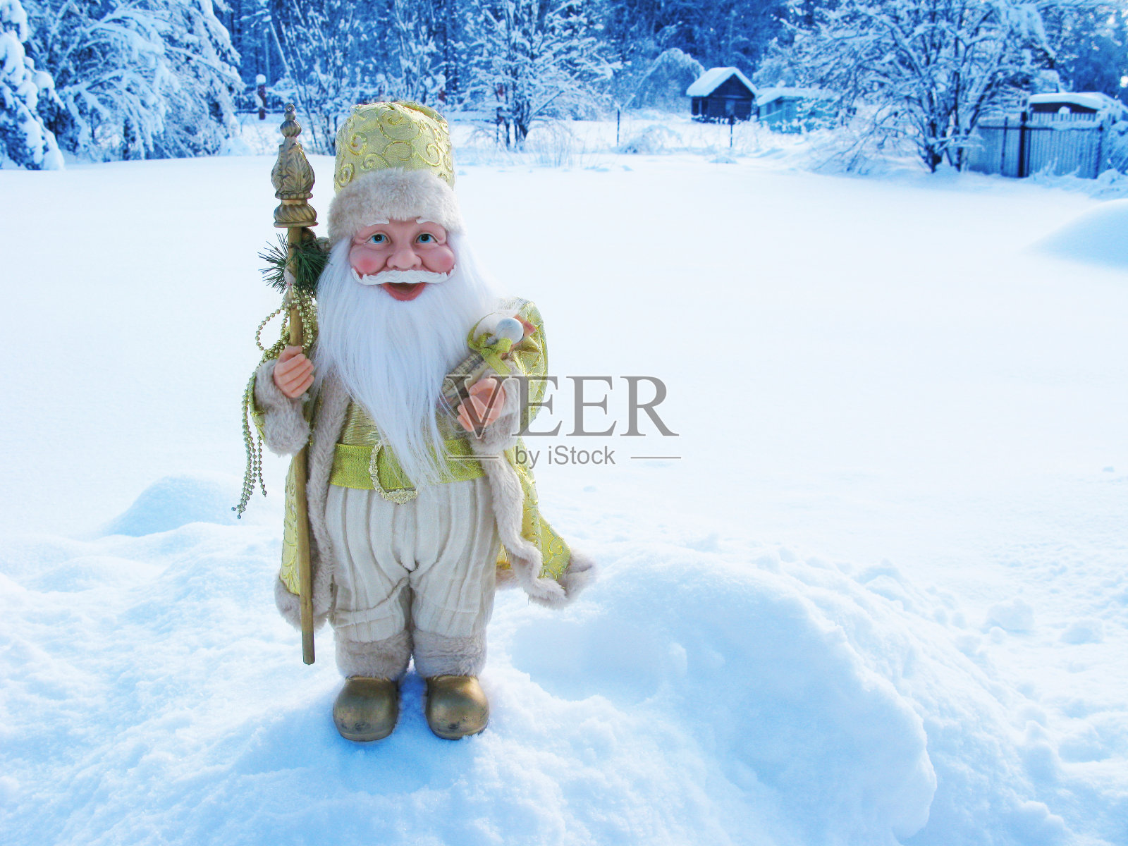 圣诞老人圣诞贺卡与雪的背景照片摄影图片