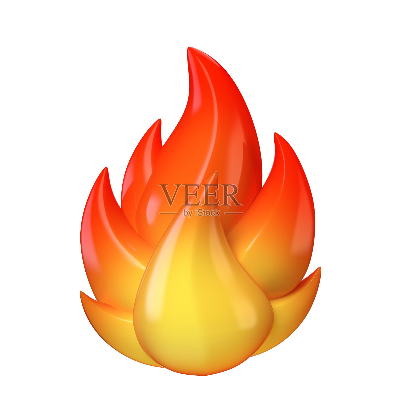 火的符号，热的表情在白色的背景3d渲染照片摄影图片