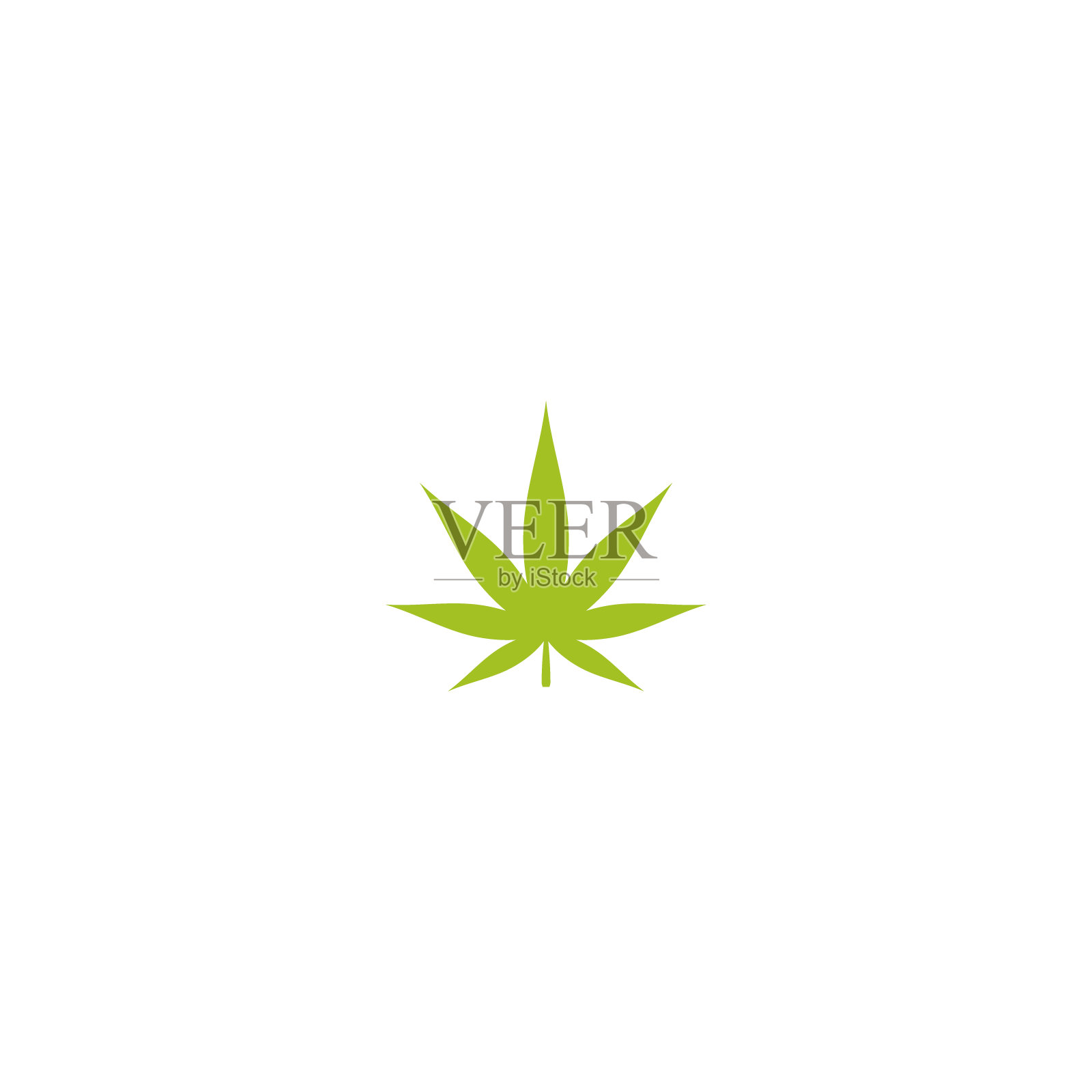 绿色大麻或大麻叶孤立在白色上。设计元素图片
