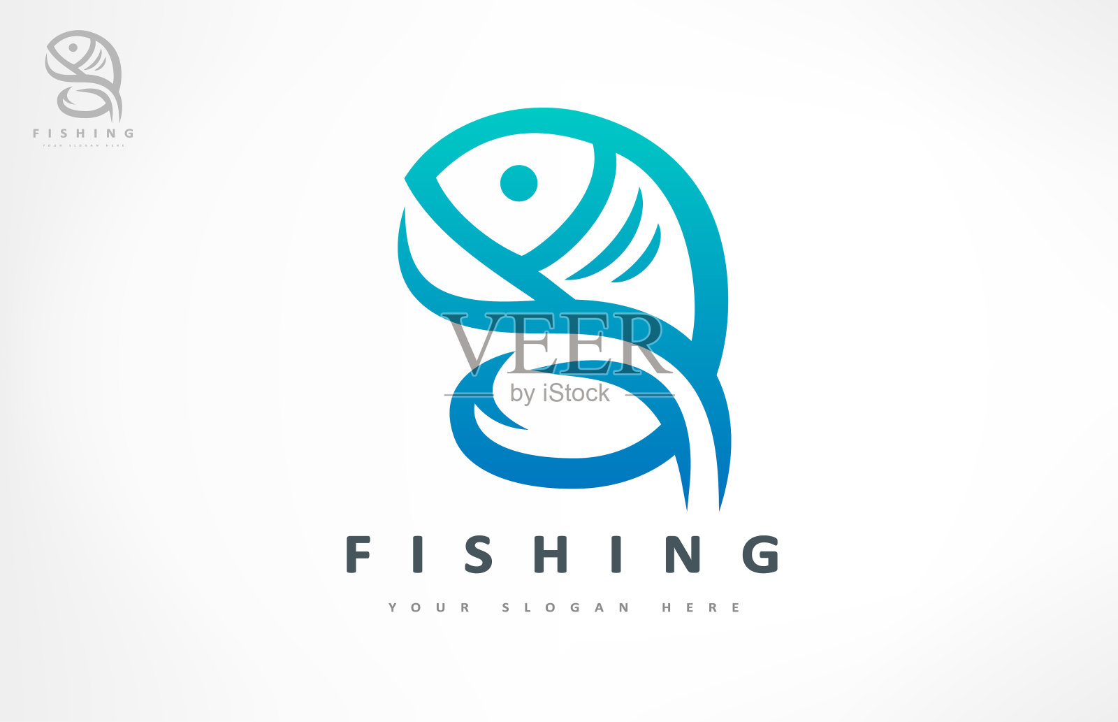 鱼，鱼钩和波矢量。购买钓鱼所需的一切物品。设计元素图片