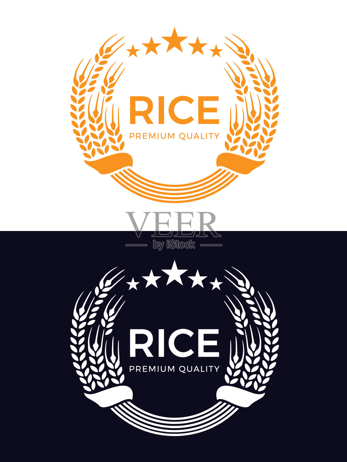 圆水稻和五星水稻优质文字标识矢量设计插画图片素材