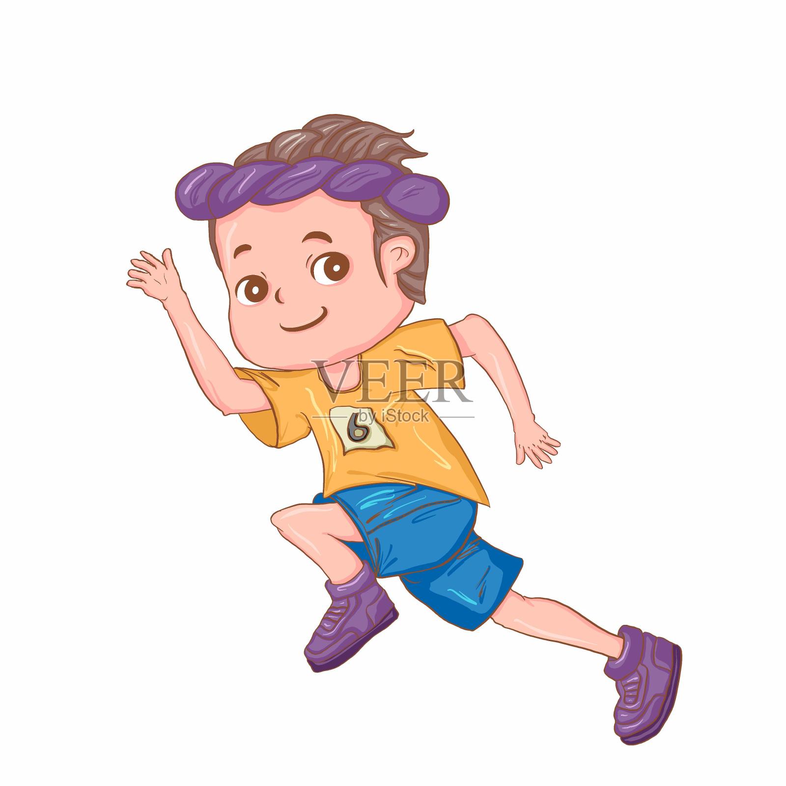 运动员奔跑手绘插画设计元素图片
