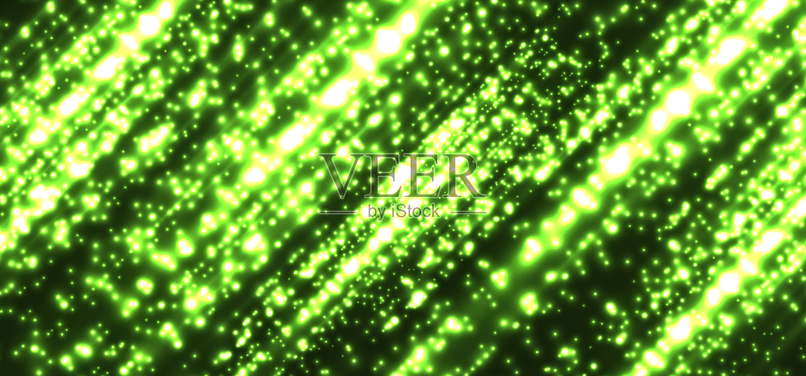 抽象技术未来的绿色魔法粒子线发光闪烁在黑暗的背景插画图片素材