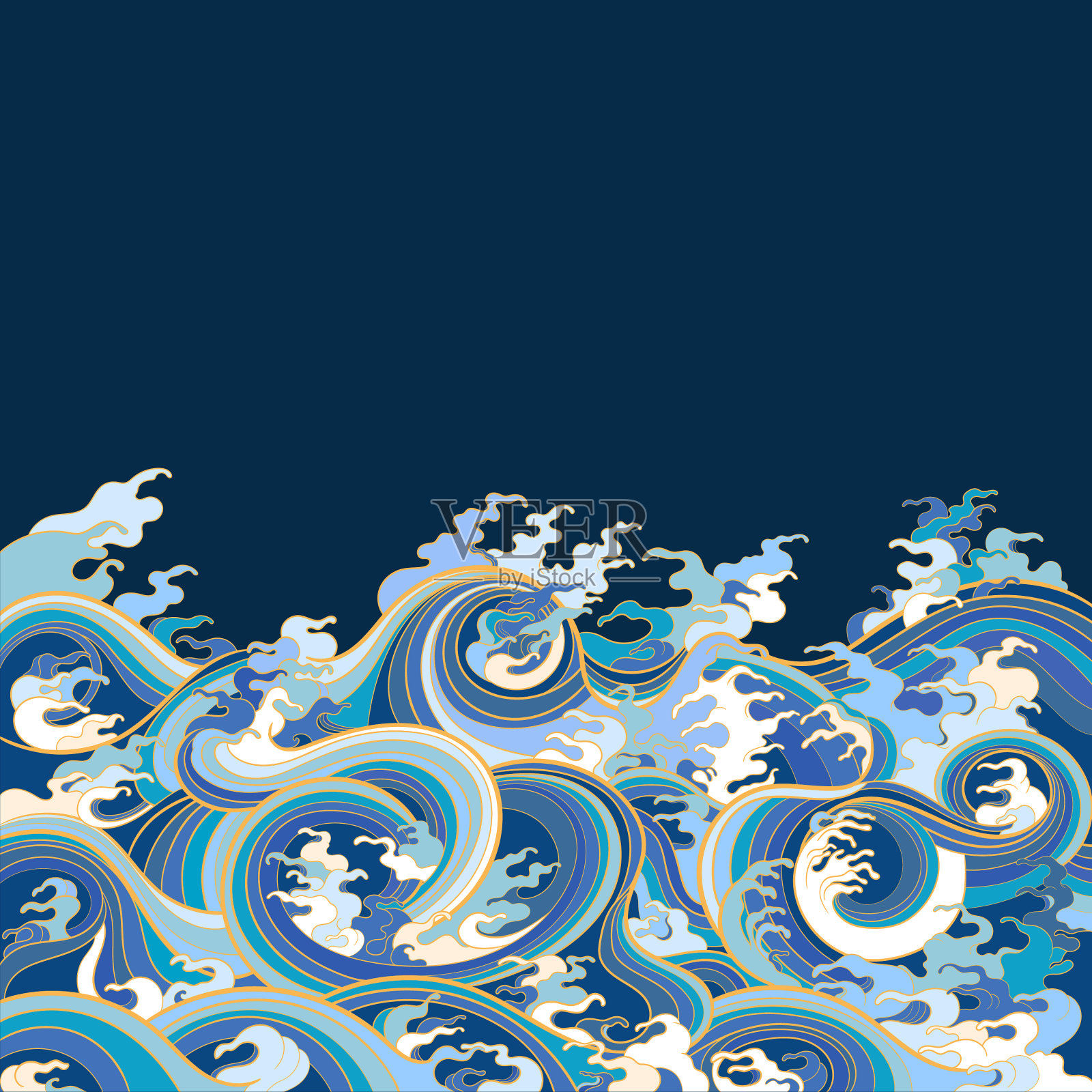 传统的波浪背景插画图片素材