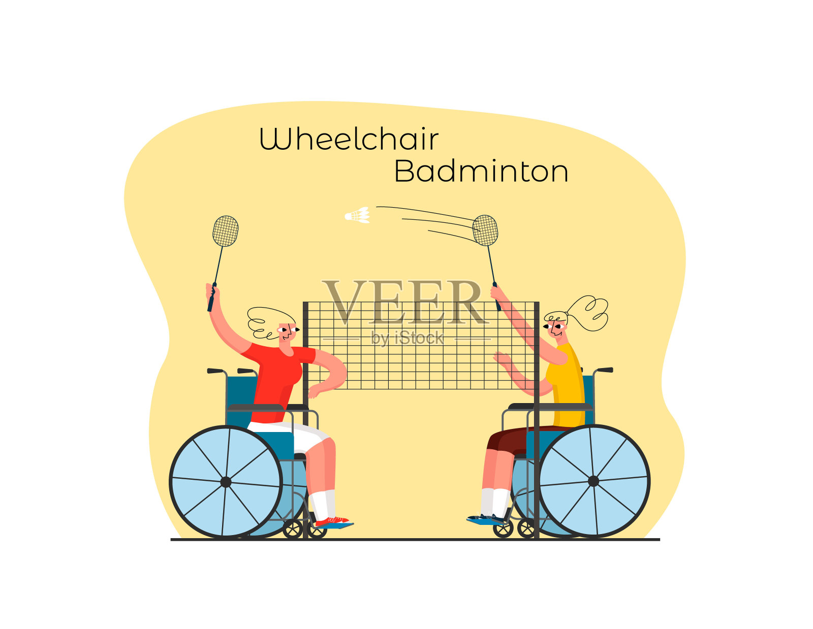 残疾运动员羽毛球比赛插画图片素材