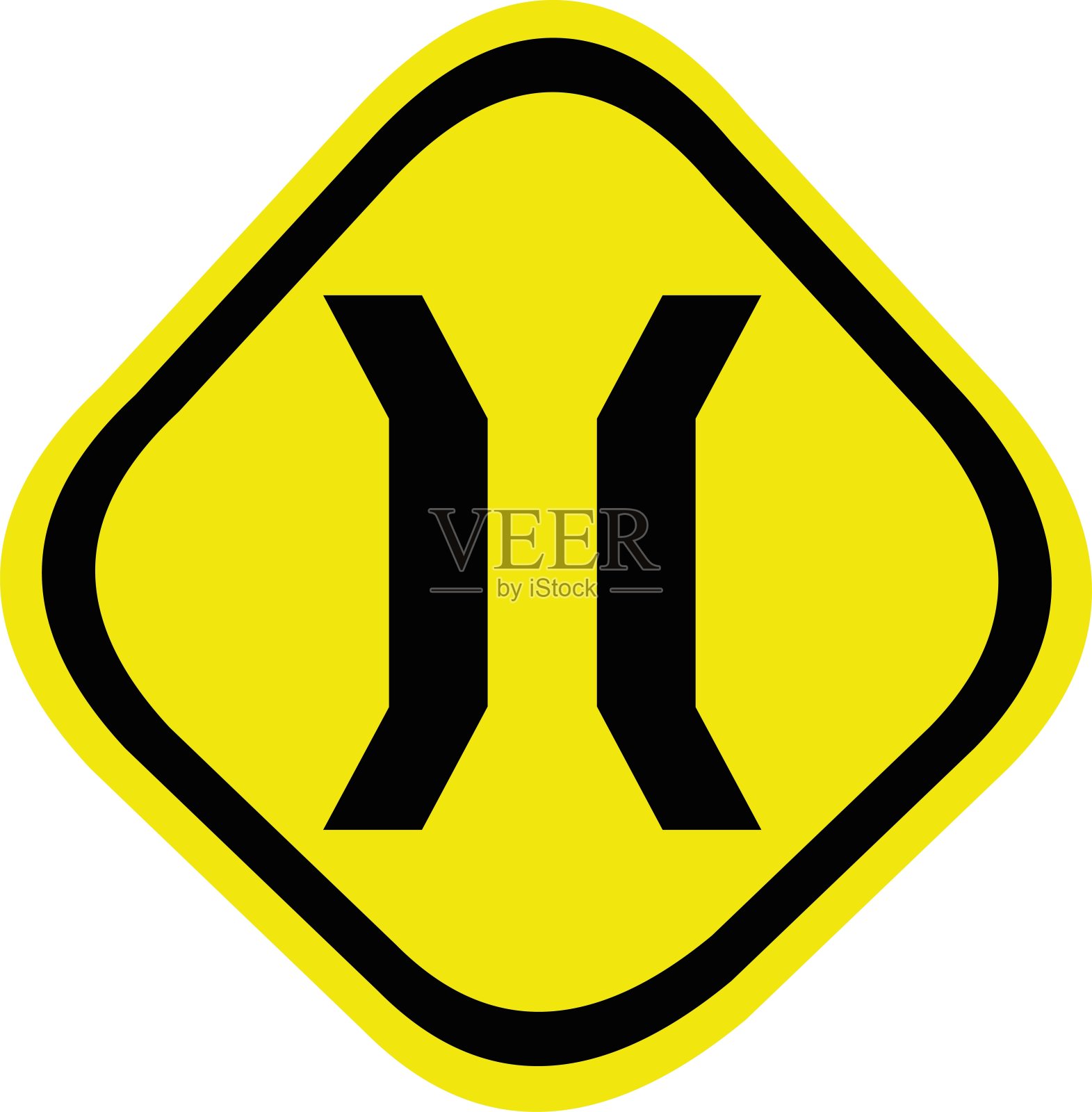 矢量插图的道路标志表情符号-狭窄的桥插画图片素材