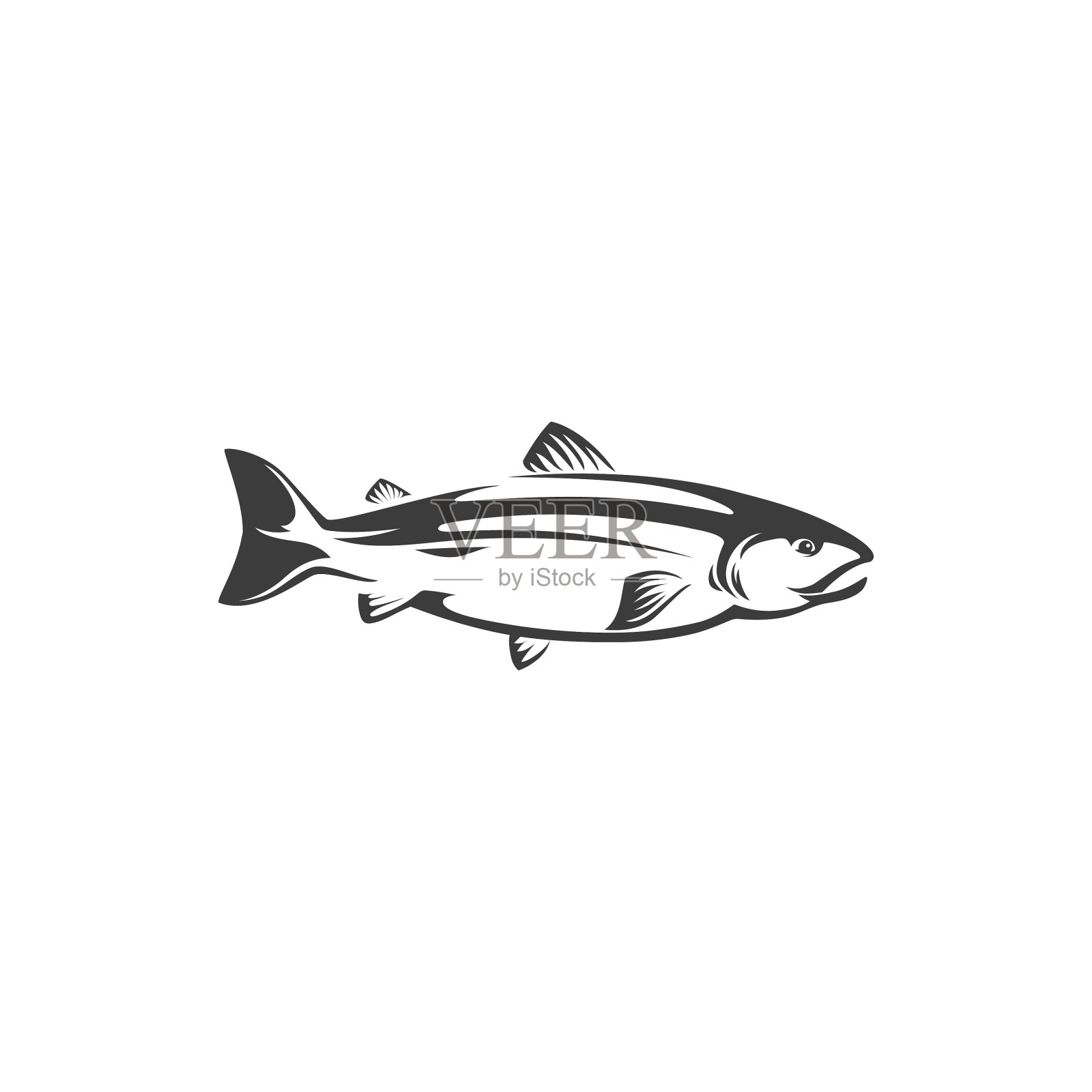 红鲑或粉红色鲑鱼孤立的鱼的图标图标素材