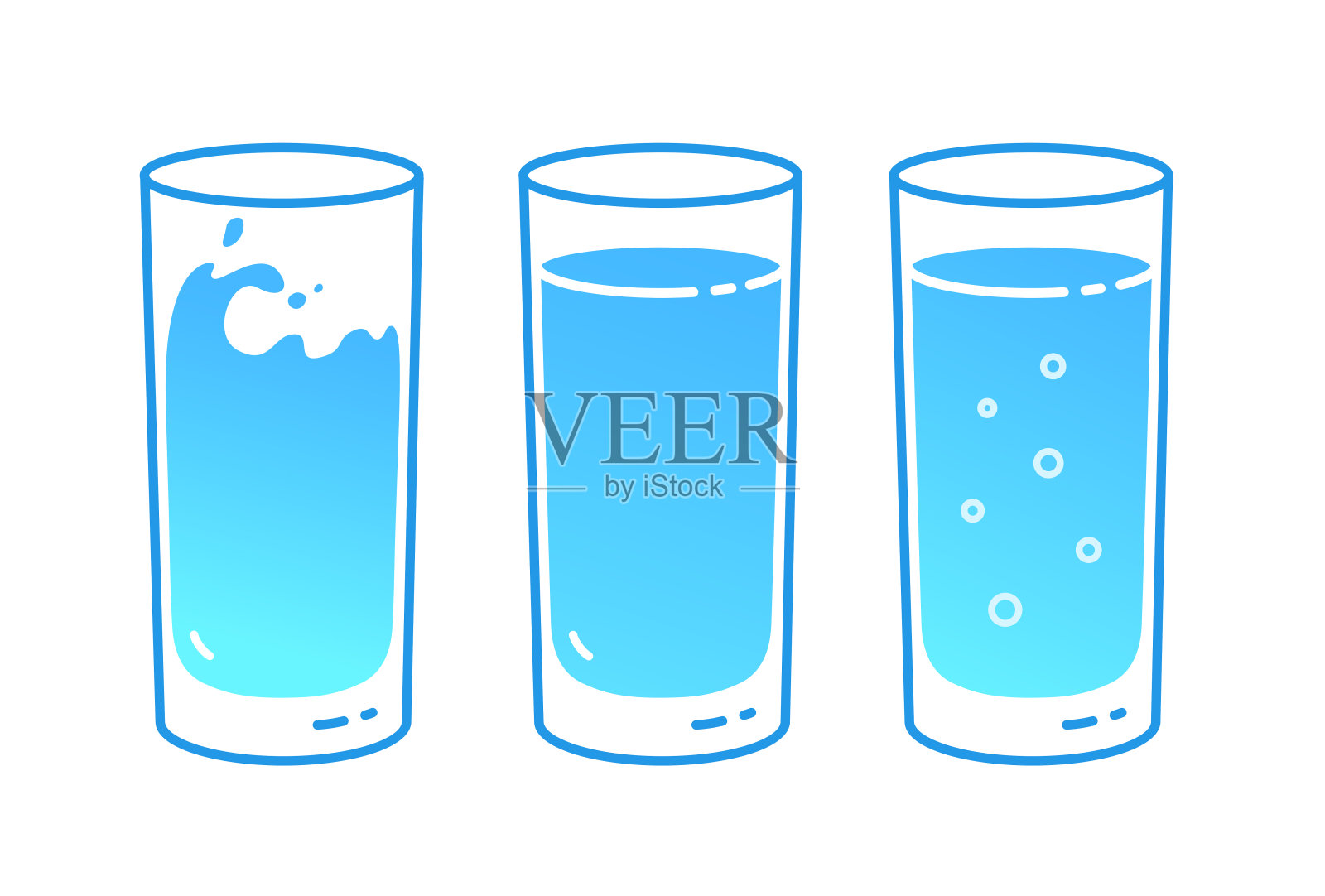 矢量插图集的杯子的水设计元素图片