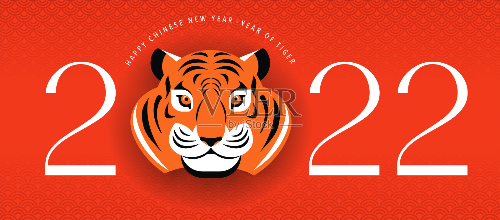 2022年中国新年是虎年——中国十二生肖的象征设计模板素材