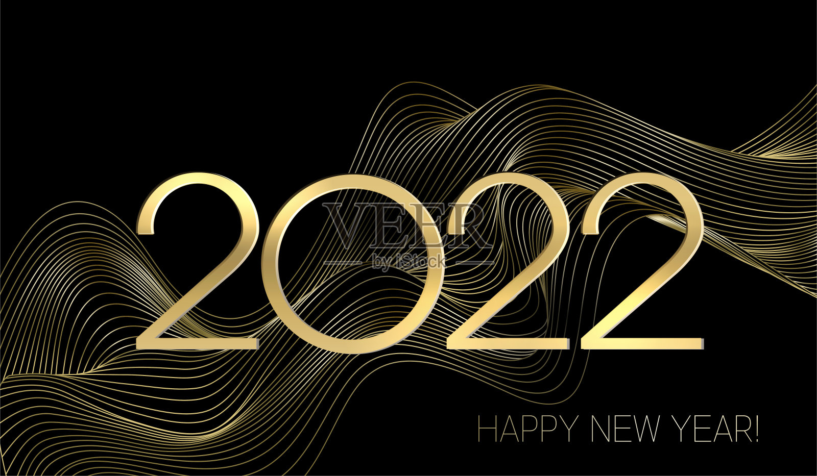 2022年新年抽象亮色金色波浪设计元素插画图片素材