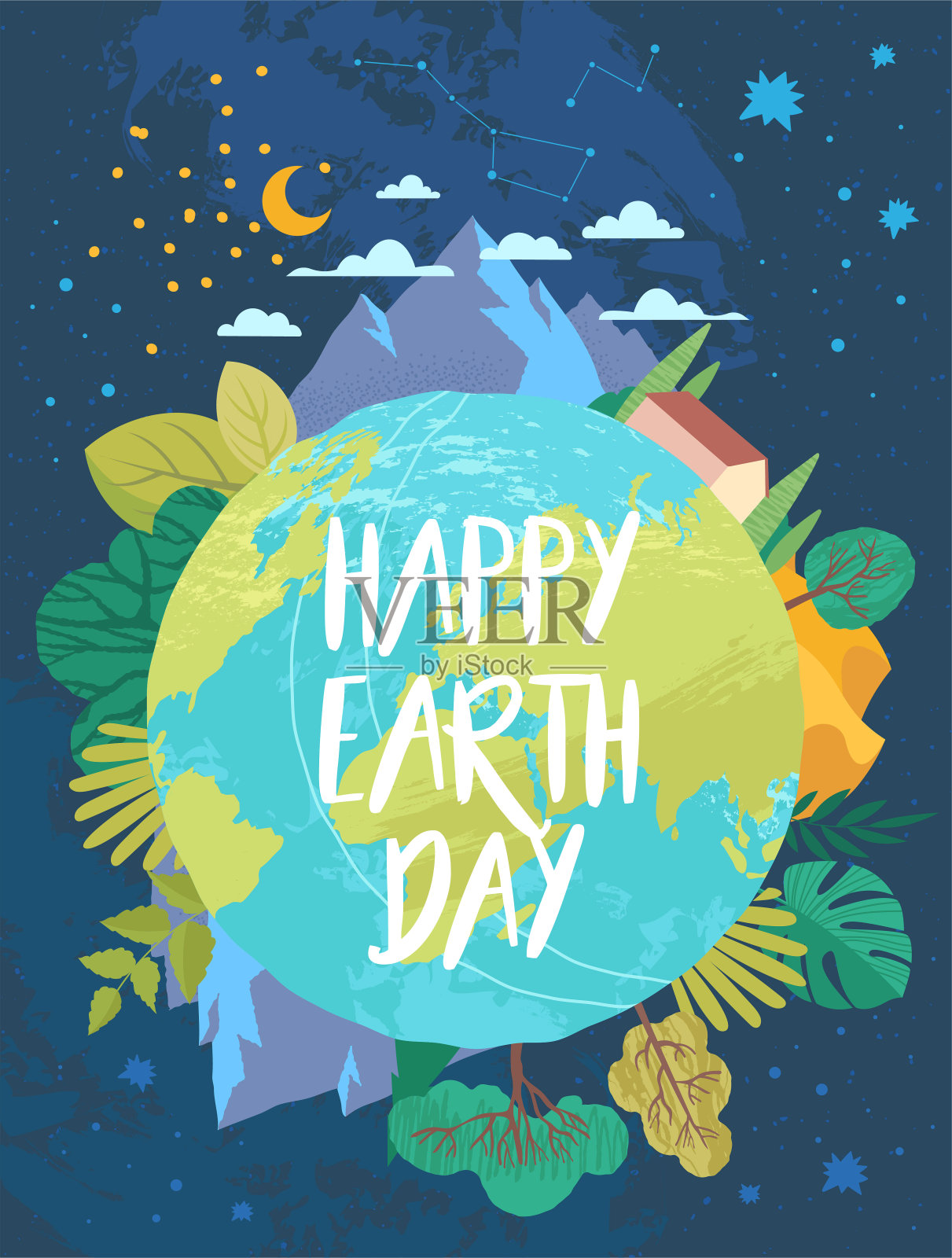 地球日的封面插画图片素材