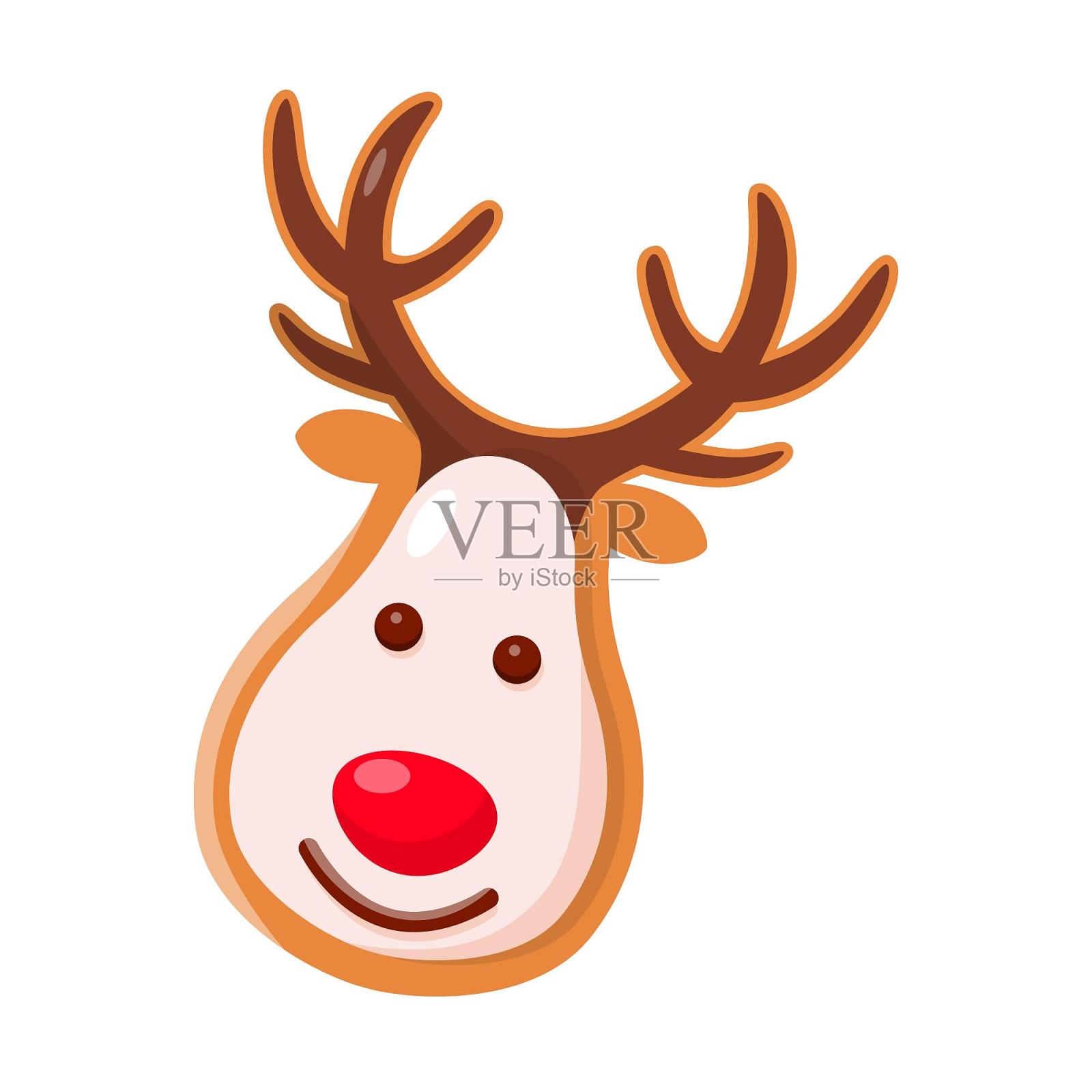 圣诞节麋鹿鹿头咖啡色装饰扁平元素设计元素图片