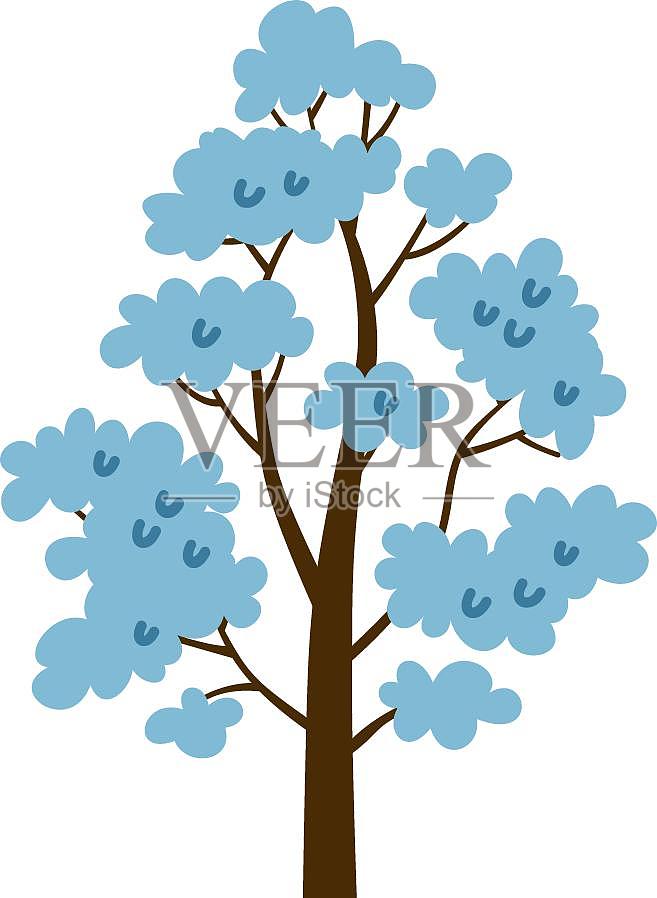 手绘插画冬季自然植物树木装饰元素设计元素图片