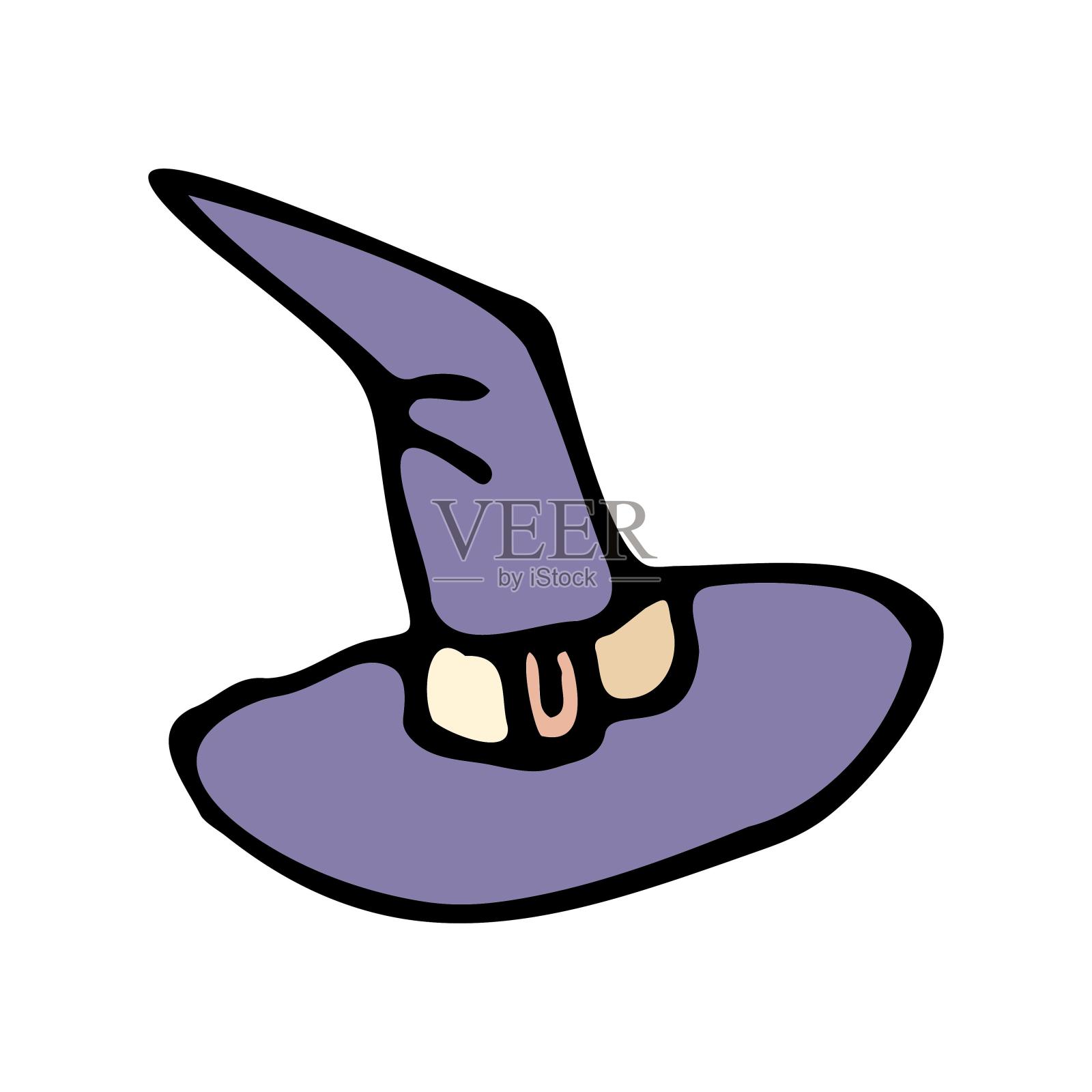 万圣节帽子魔法帽女巫帽手绘涂鸦卡通元素设计元素图片