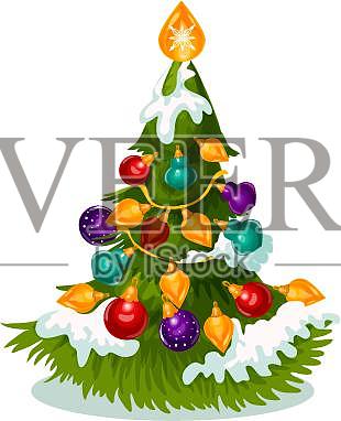 圣诞节装饰灯圣诞树树卡通元素设计元素图片