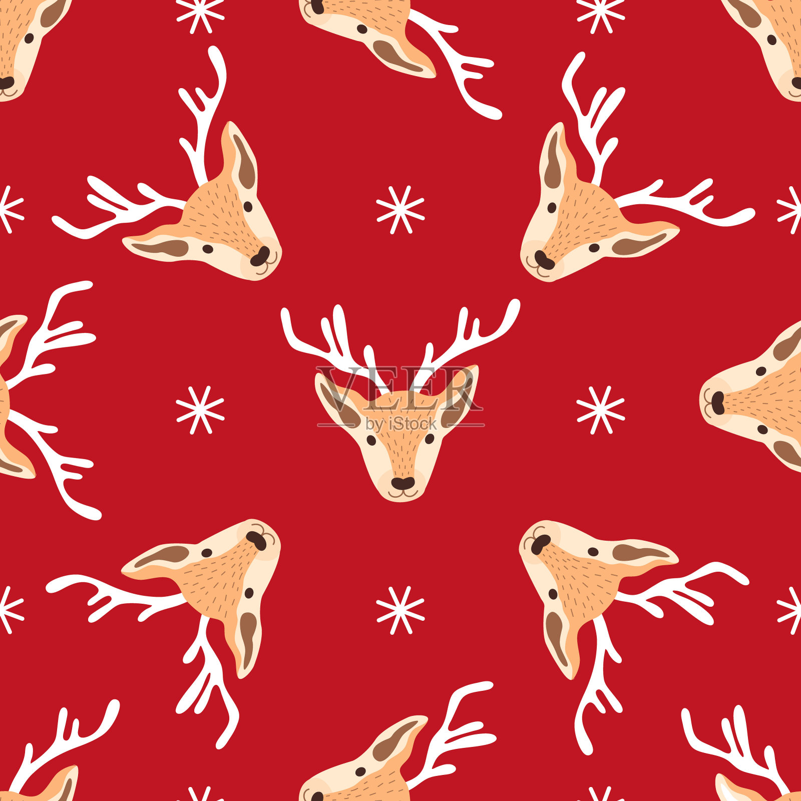 无缝圣诞图案与鹿。矢量图插画图片素材