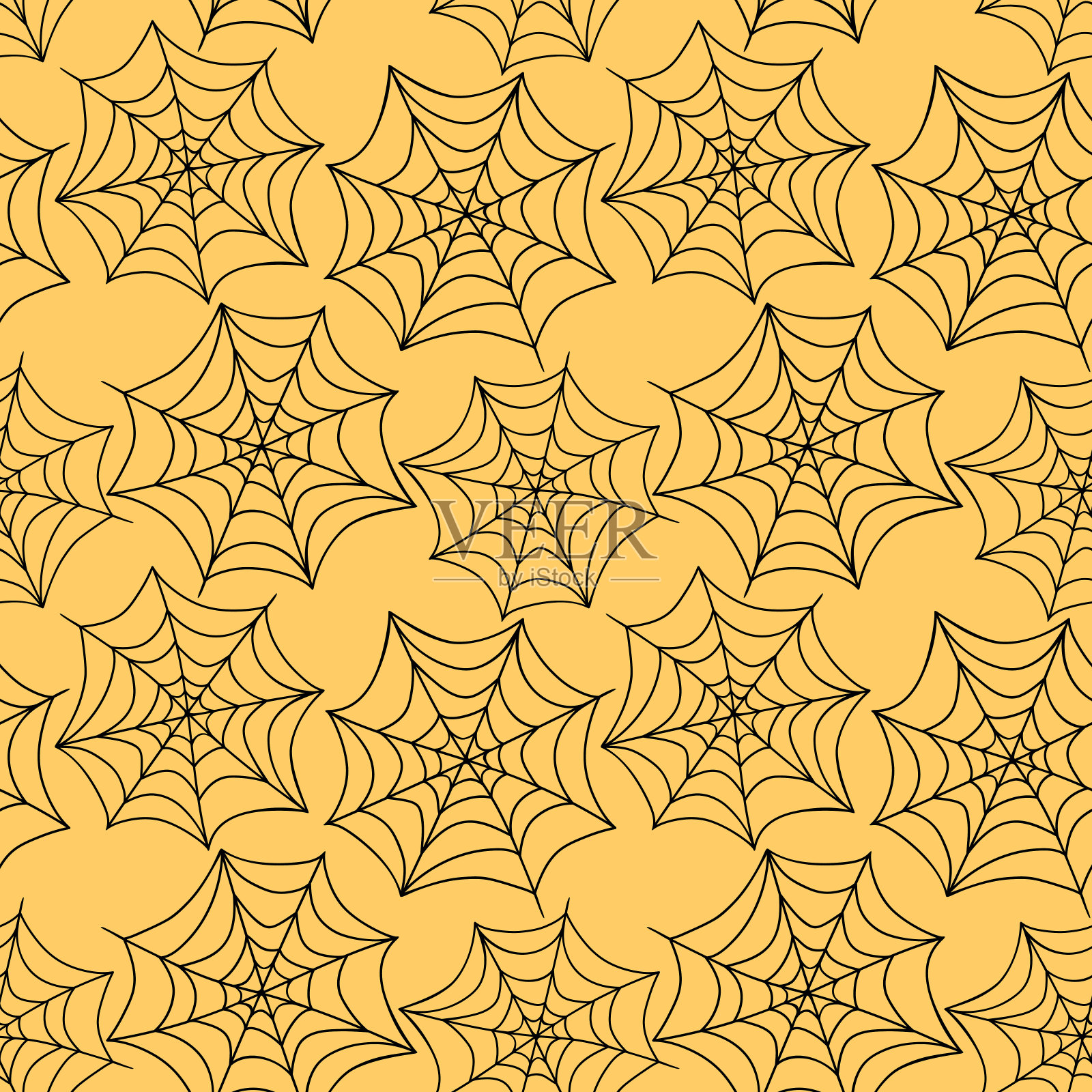 蜘蛛网无缝模式。矢量插图孤立的橙色背景。万圣节的纹理插画图片素材