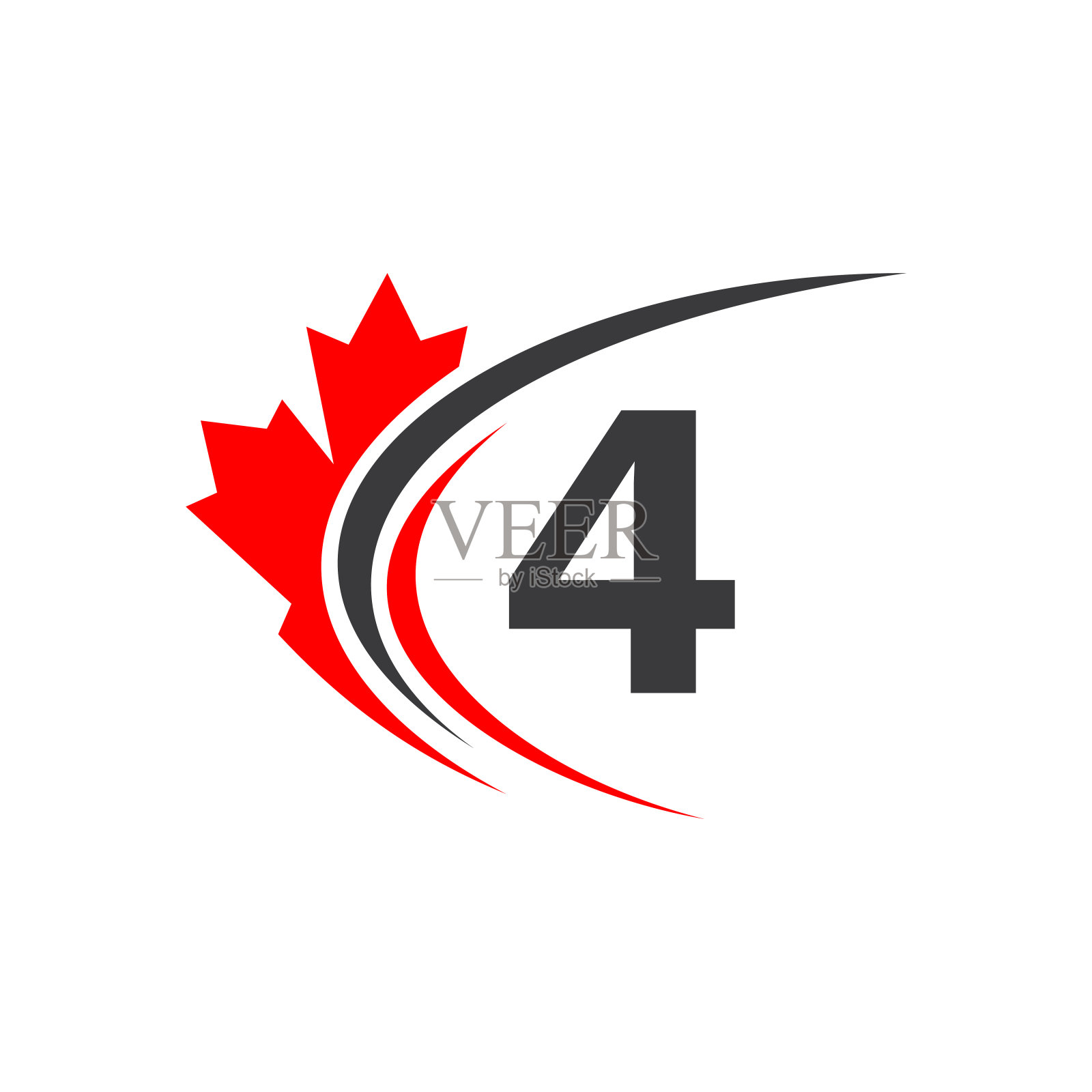 枫叶四字Logo设计模板。加拿大商业标志，公司和标志在红色枫叶与4个字母向量插画图片素材
