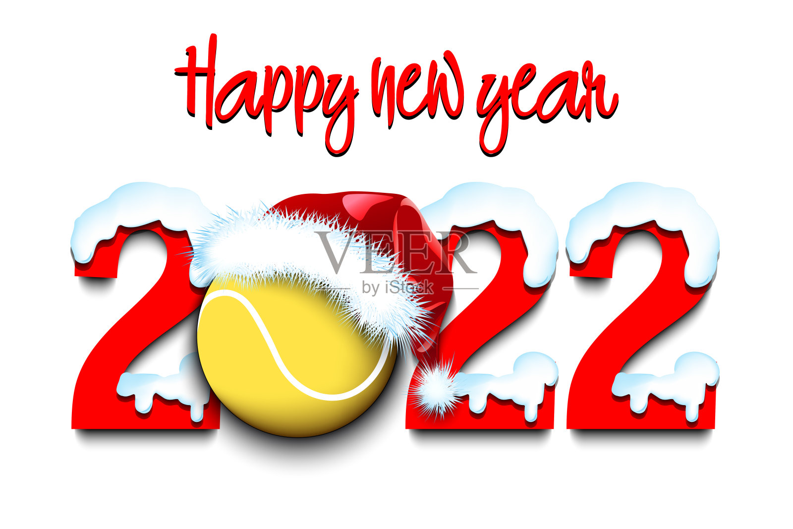 2022年新年快乐，网球插画图片素材