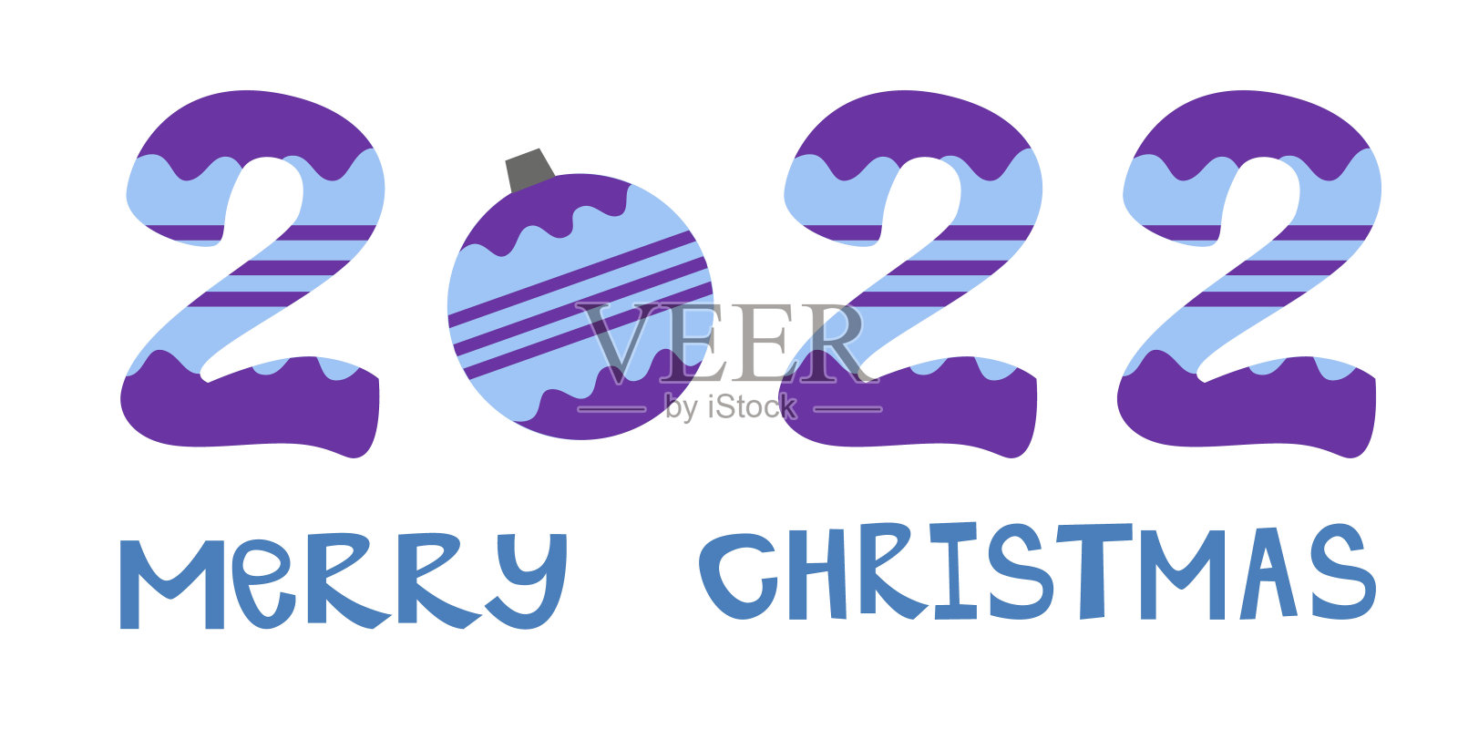 新一年的概念是2022年。题词“圣诞快乐”。插画图片素材