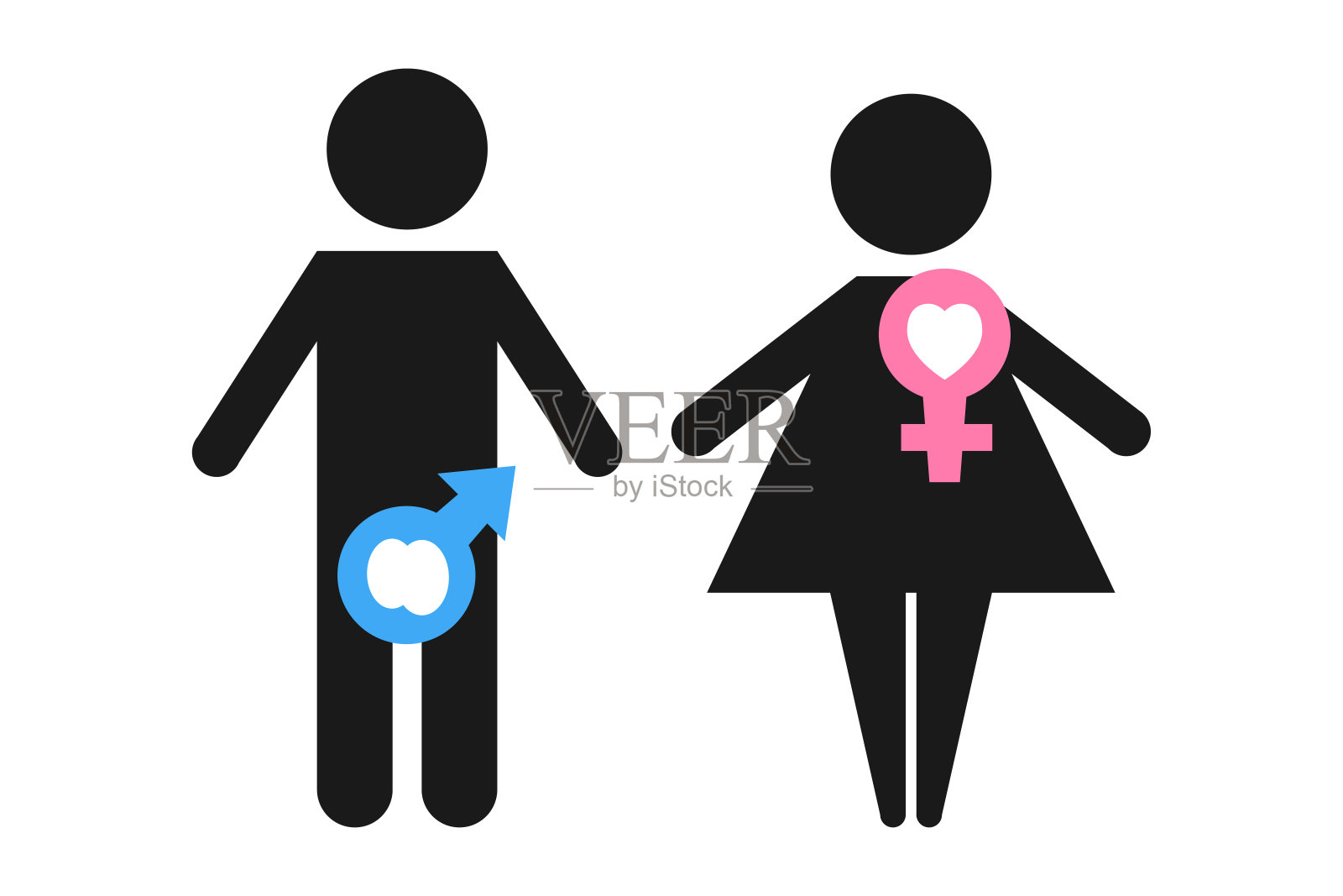 男人和女人的性别图标，标志，符号，标志孤立在白色背景上。矢量图插画图片素材