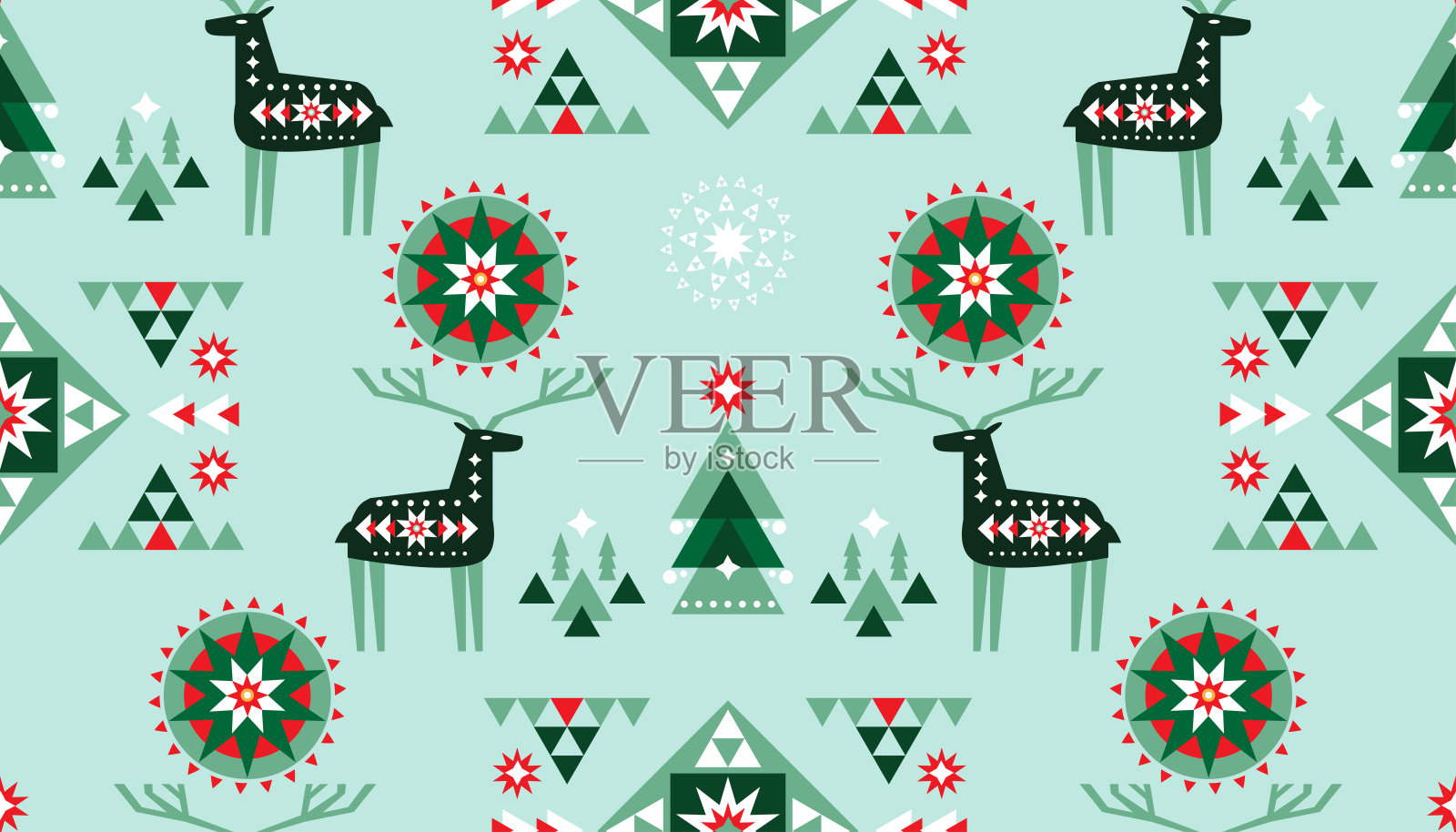 圣诞快乐新年无缝模式假日冬季北欧背景插画图片素材