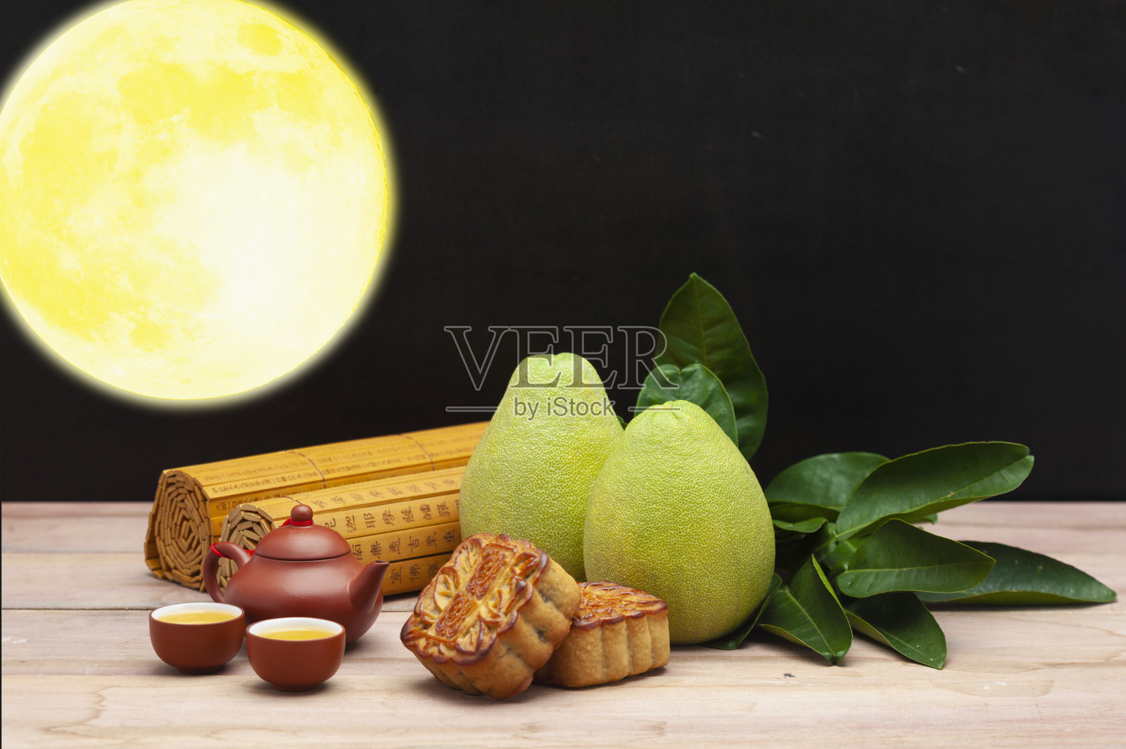中秋節月餅和柚子照片摄影图片