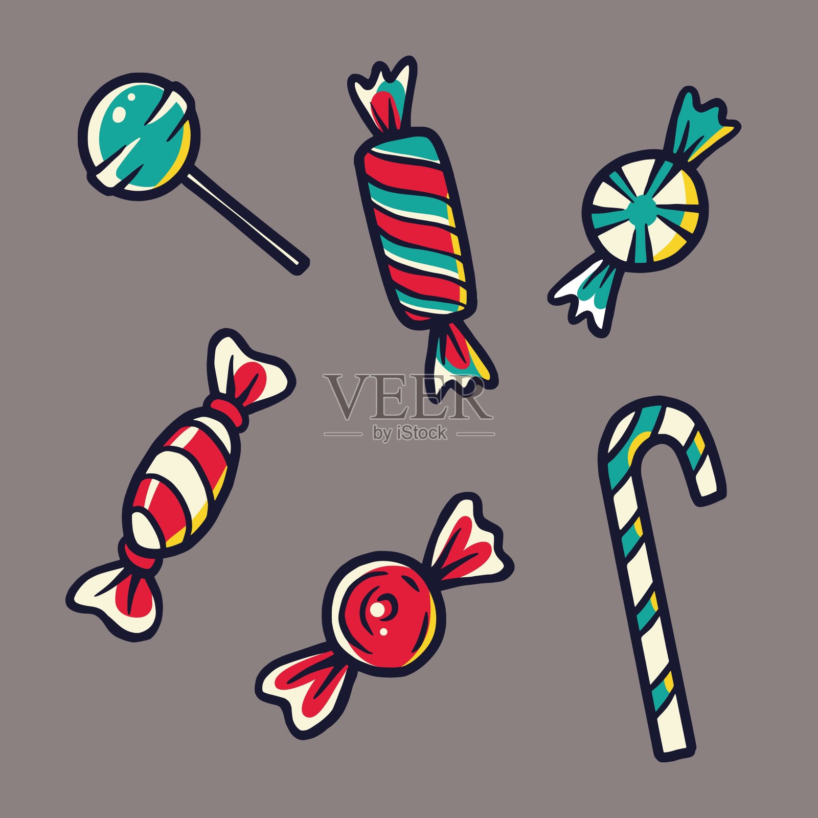 假日设计的糖果和糖果插图设计元素图片