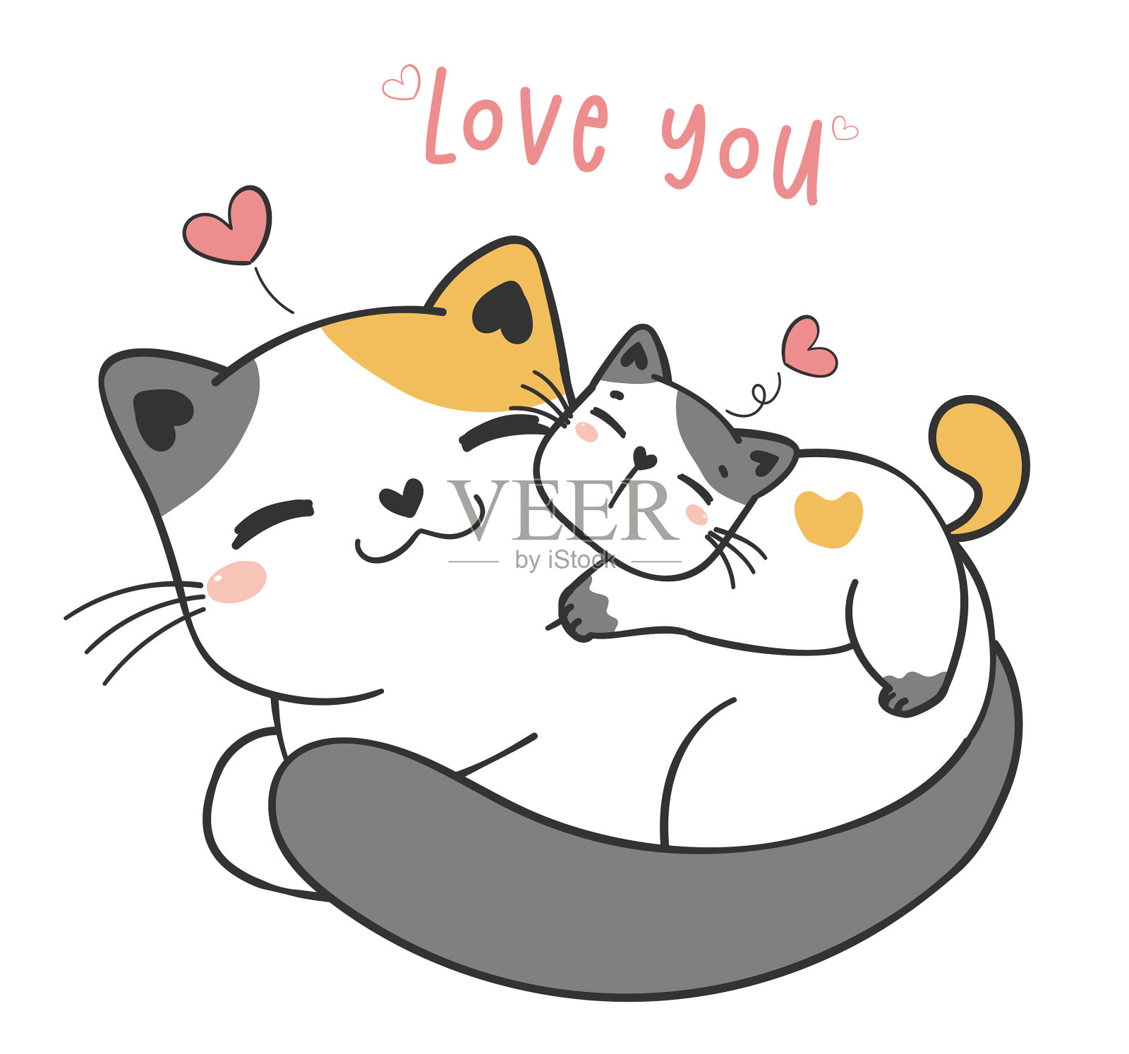 两只恋爱中的猫的插图动物植物免费下载_jpg格式_2752像素_编号41337059-千图网