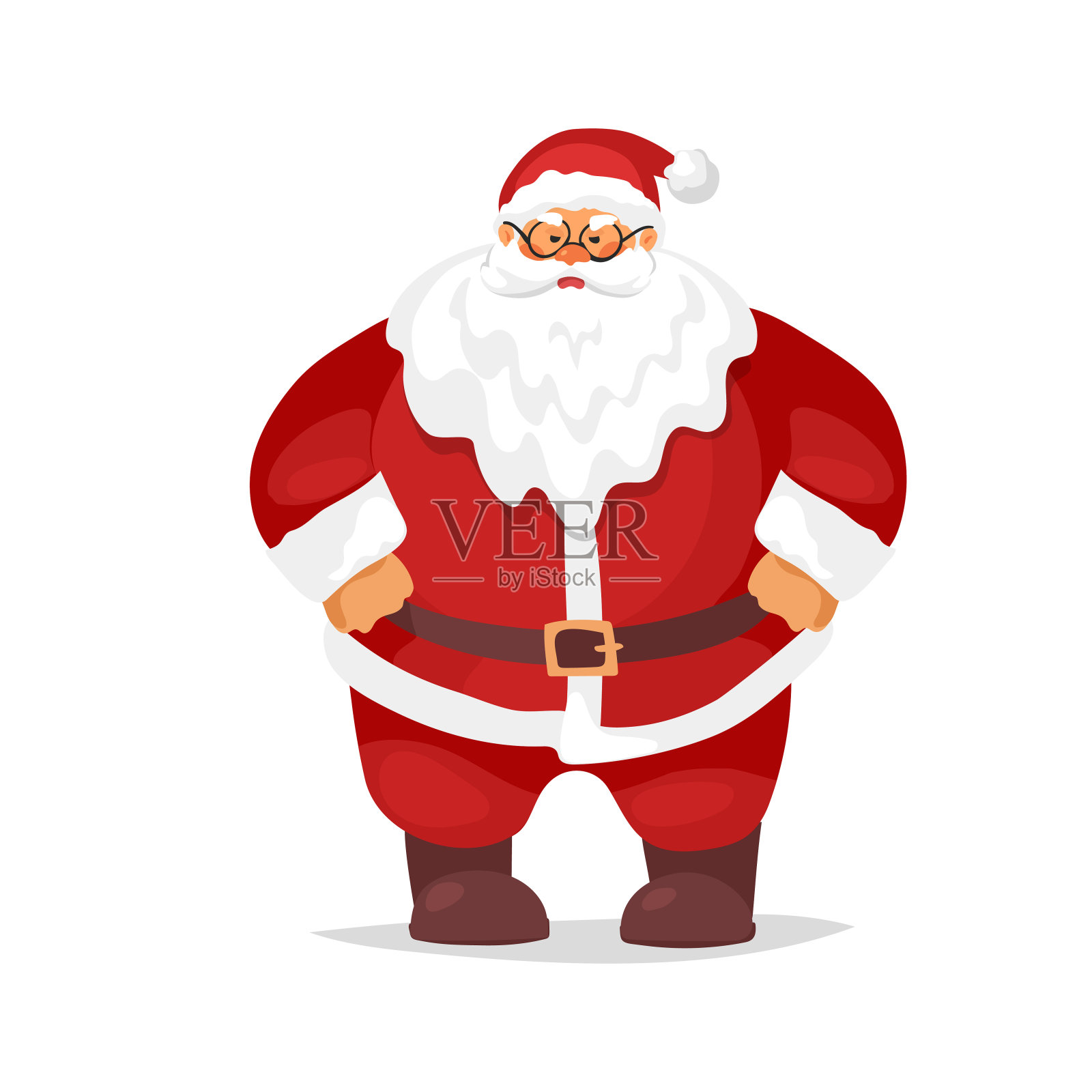 邪恶的圣诞老人，可爱有趣的节日设计角色。平卡通新年胖爷爷带胡子。“诺尔。矢量插图孤立在白色背景上。插画图片素材