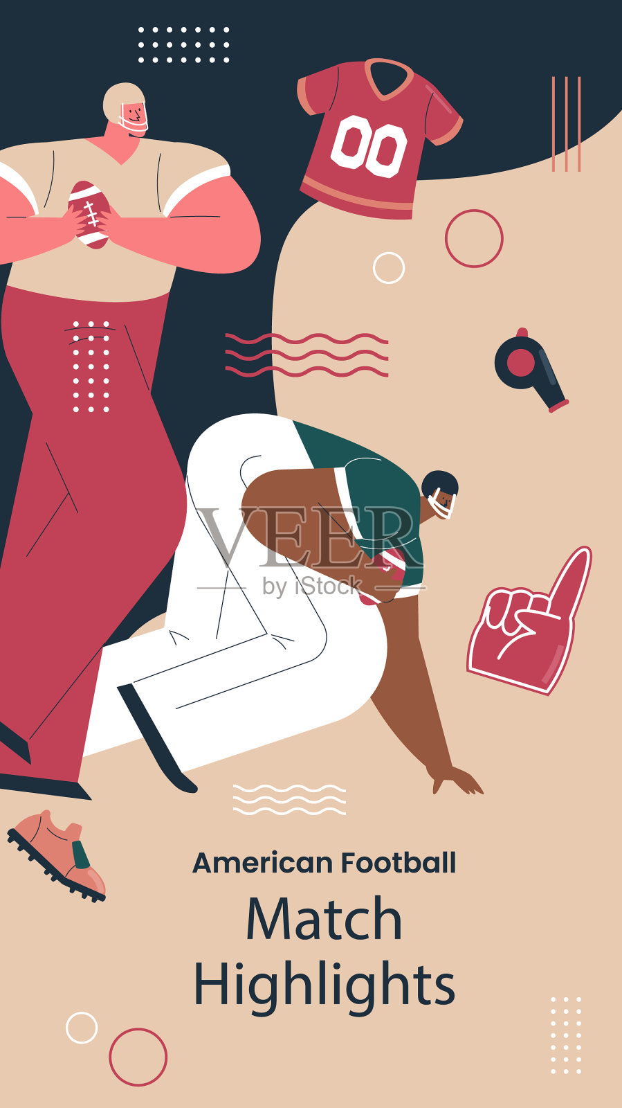 扁平化设计的美式橄榄球帖子故事插画图片素材