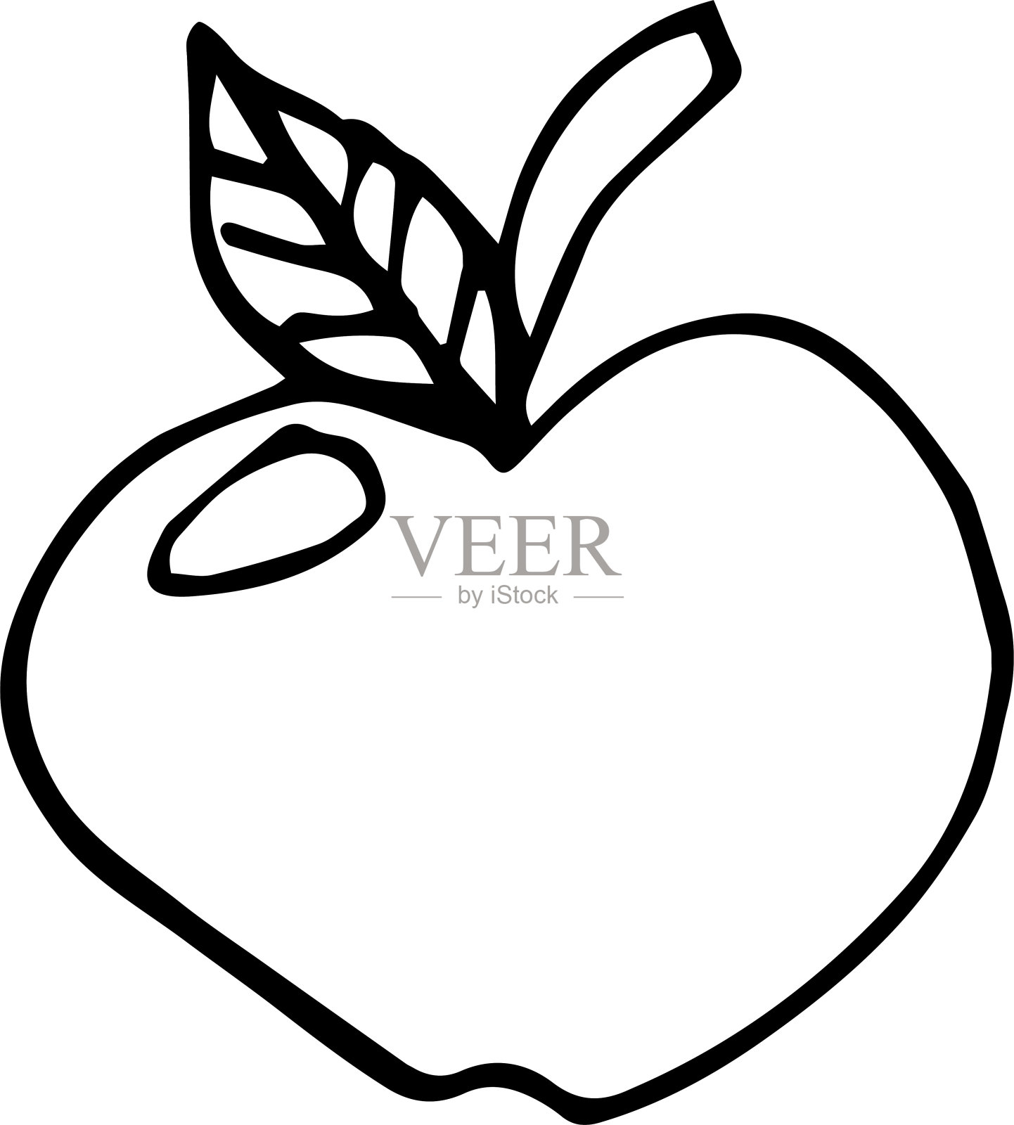 苹果水果手绘轮廓涂鸦插画图片素材