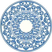 圆与蓝色和白色花丝图案图片素材