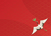 吸松的鹤。吉祥的图片。日本风格。图片素材