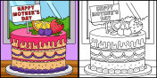 母亲节快乐蛋糕彩页插画图片