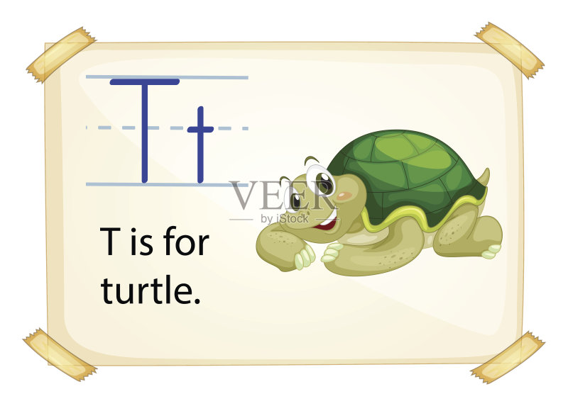 英文字母t,海龟,字母,模板,小的
