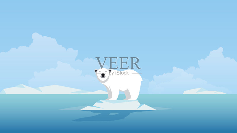 全球变暖,概念,冰川,北极熊,气候正版矢量图素材下载