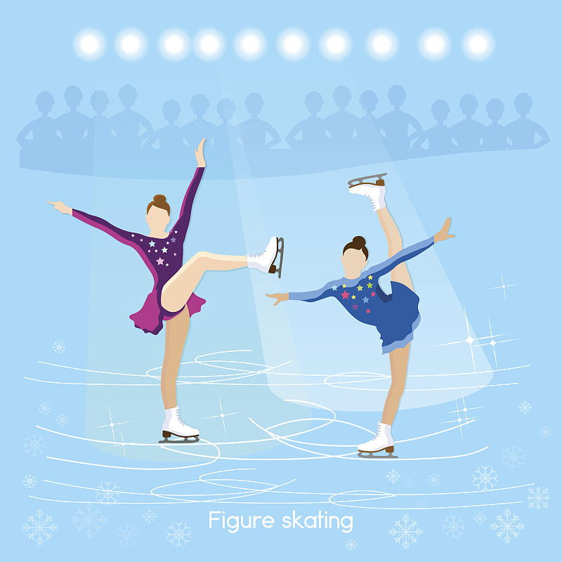 花样滑冰冰上舞蹈冬季运动可爱的女孩在冰上训练图片下载