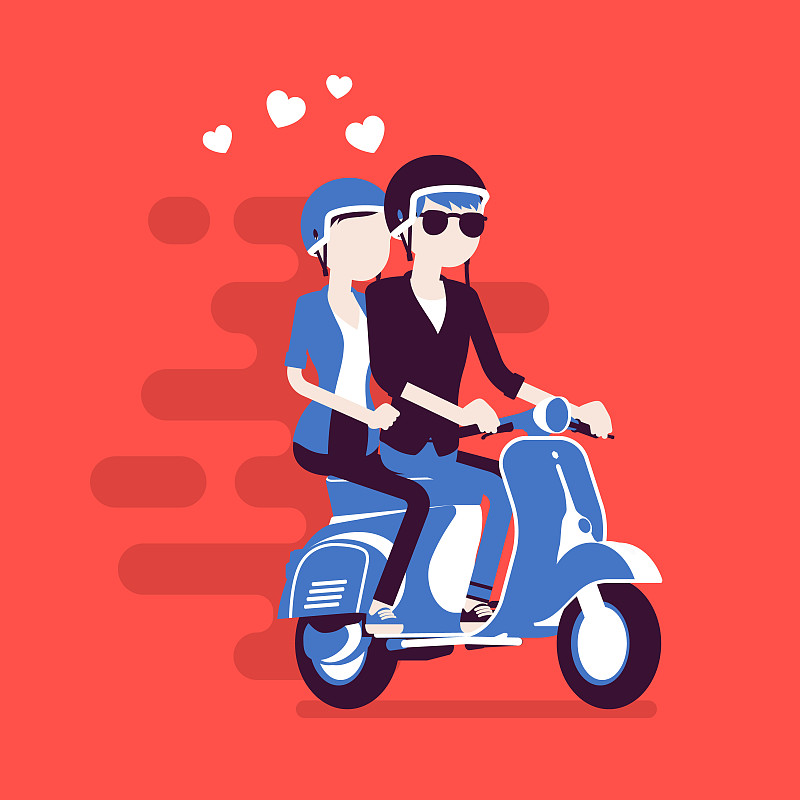 情侣头像骑滑板车图片