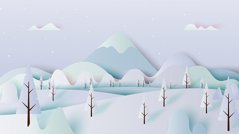 冬季山水风景纸艺术风格。图片下载