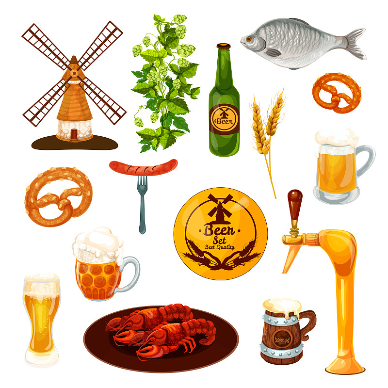 啤酒饮料和快餐食品图标为酒吧，酒吧设计图片下载
